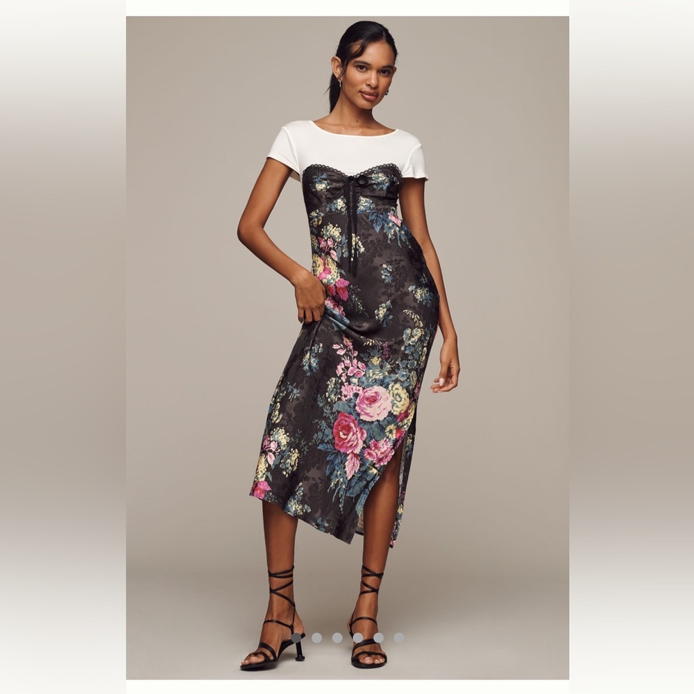 Super cute Anthropologie twofer floral dress XS nwot